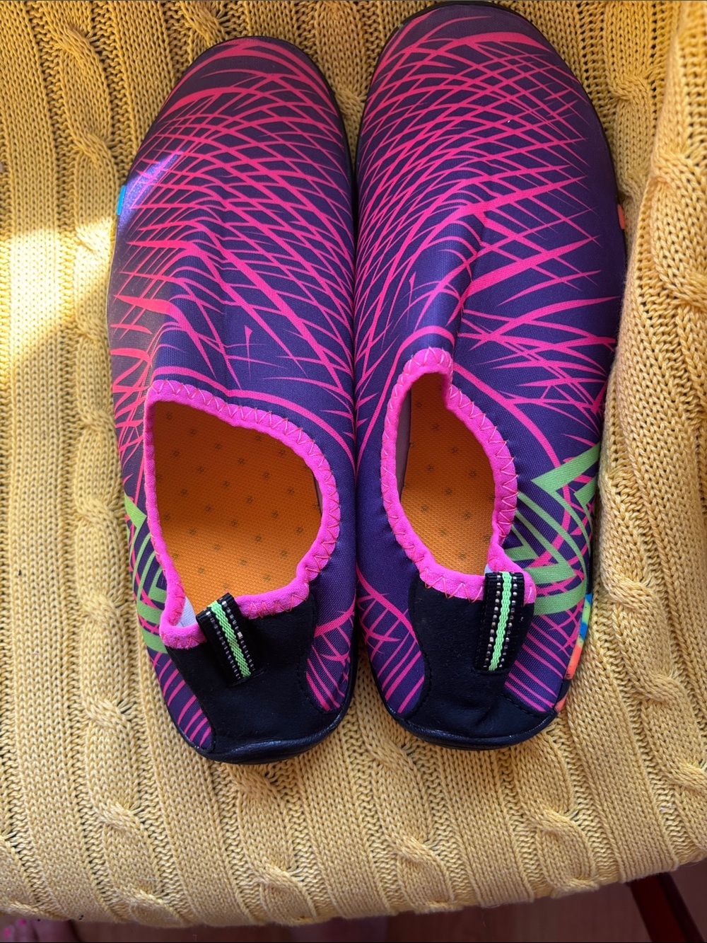 Women’s Pink and Purple Water Shoes - Slip-On Athletic Swim Shoes